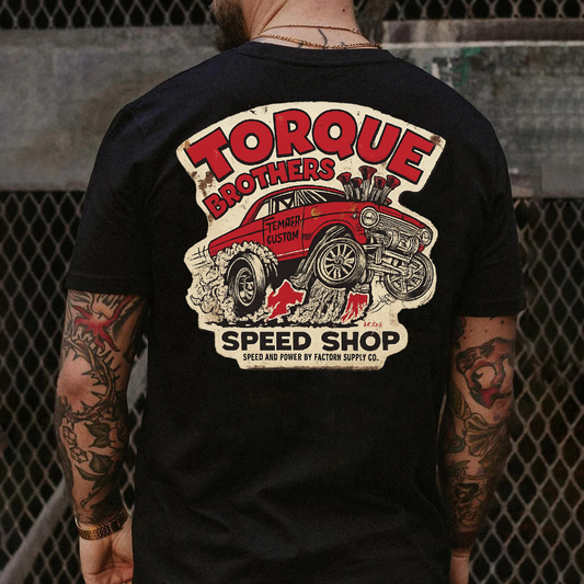 T-Shirt Crewneck Hoody – Torque Brothers Speed Shop | Vintage Hot Rod Back Print