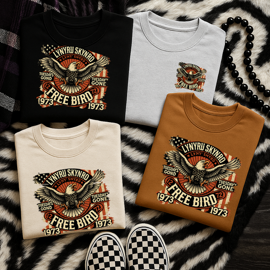 🎸 FREE BIRD T-Shirt Crewneck Hoodie – VINTAGE SKYNRYD STYLE #2