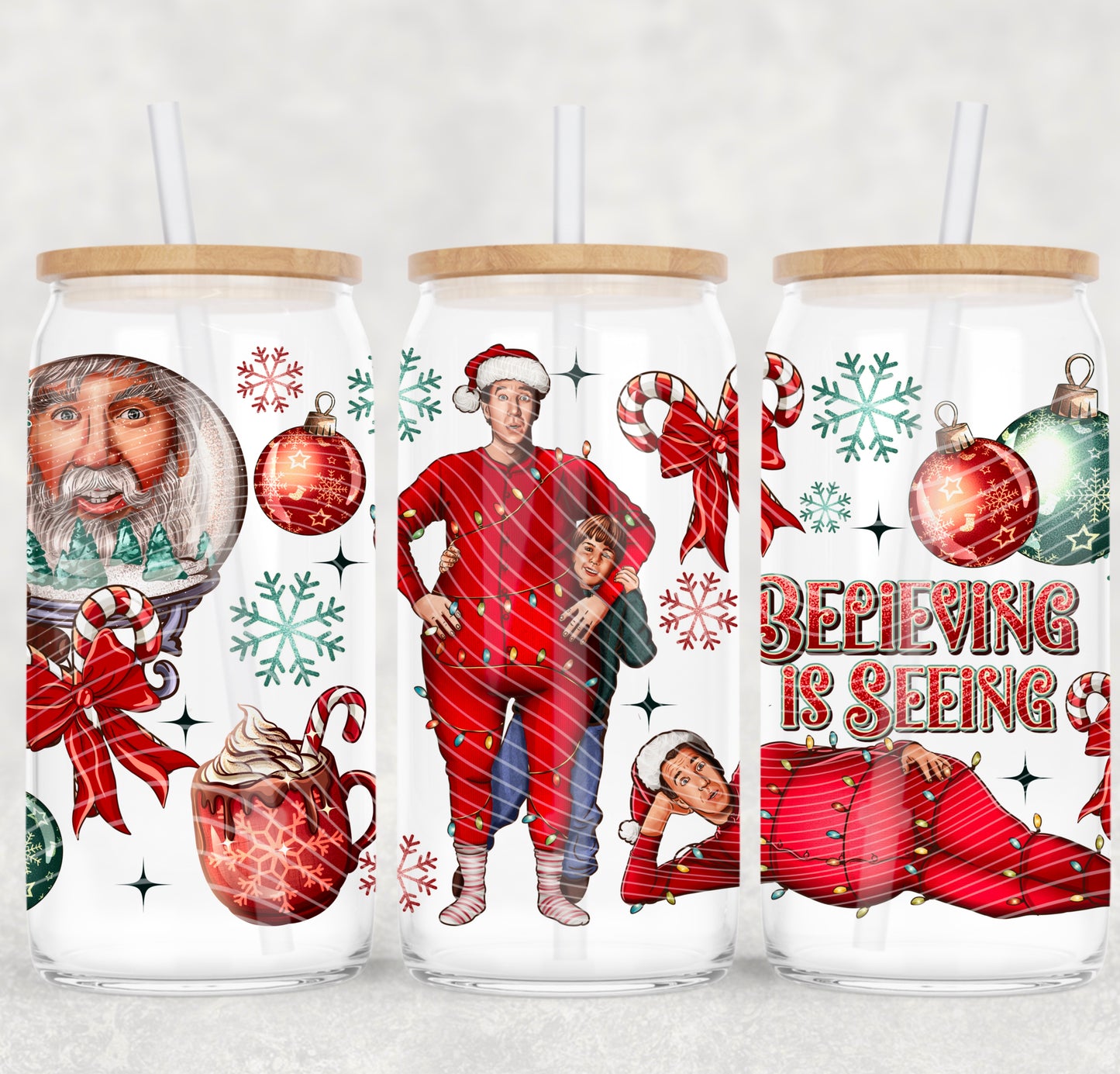 UV-DTF Cup Wrap The Santa Clause Believing Is Seeing