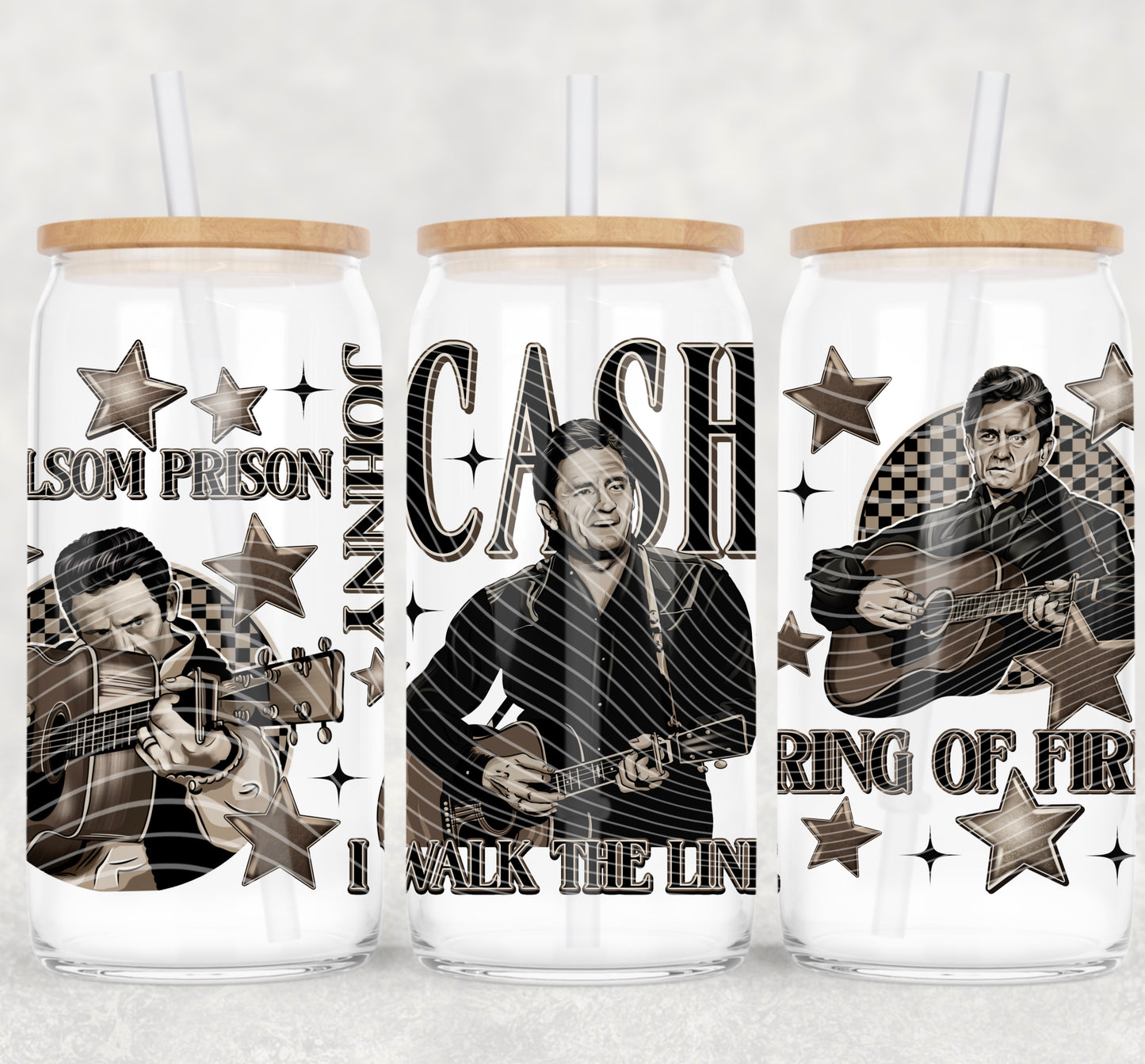 UV-DTF Cup Wrap Johnny Cashh Country Music Legend