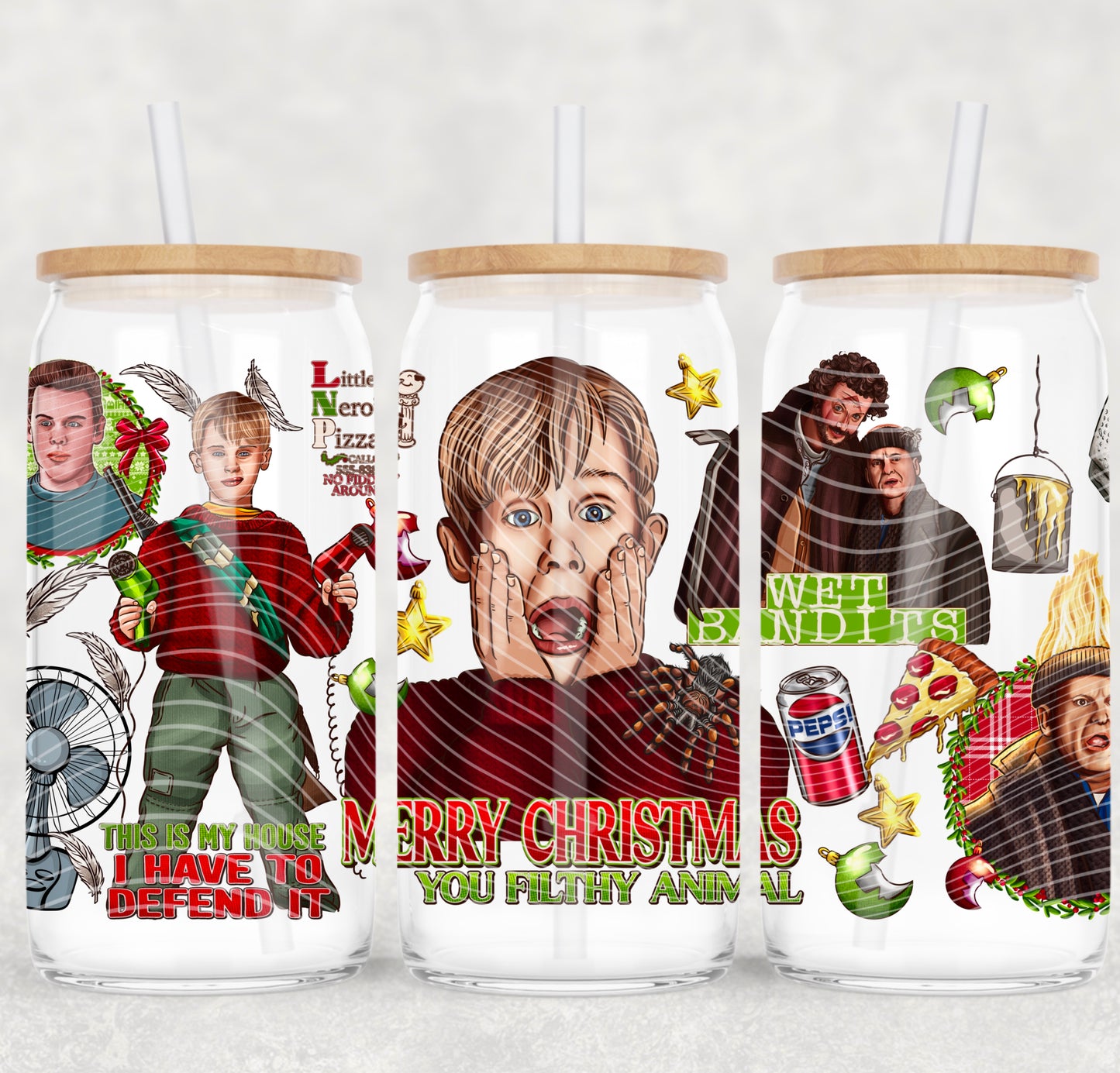 UV-DTF Cup Wrap Home Alonee Merry Christmas You Filthy Animal