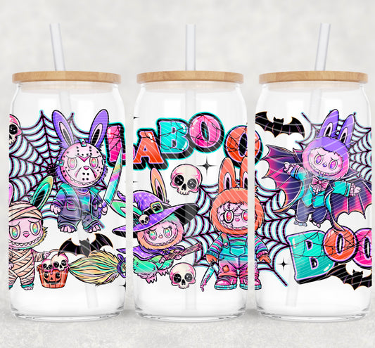 DTF Transfer UV Cup Wrap – Kawaii “LaBOoO” Bunny Halloween Characters Design