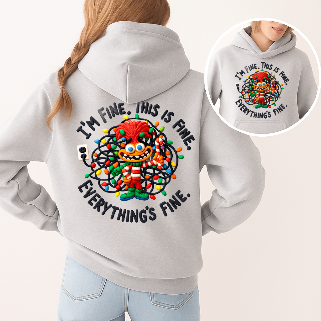 DTF Transfer – Claymation I’m Fine This Is Fine Christmas Lights