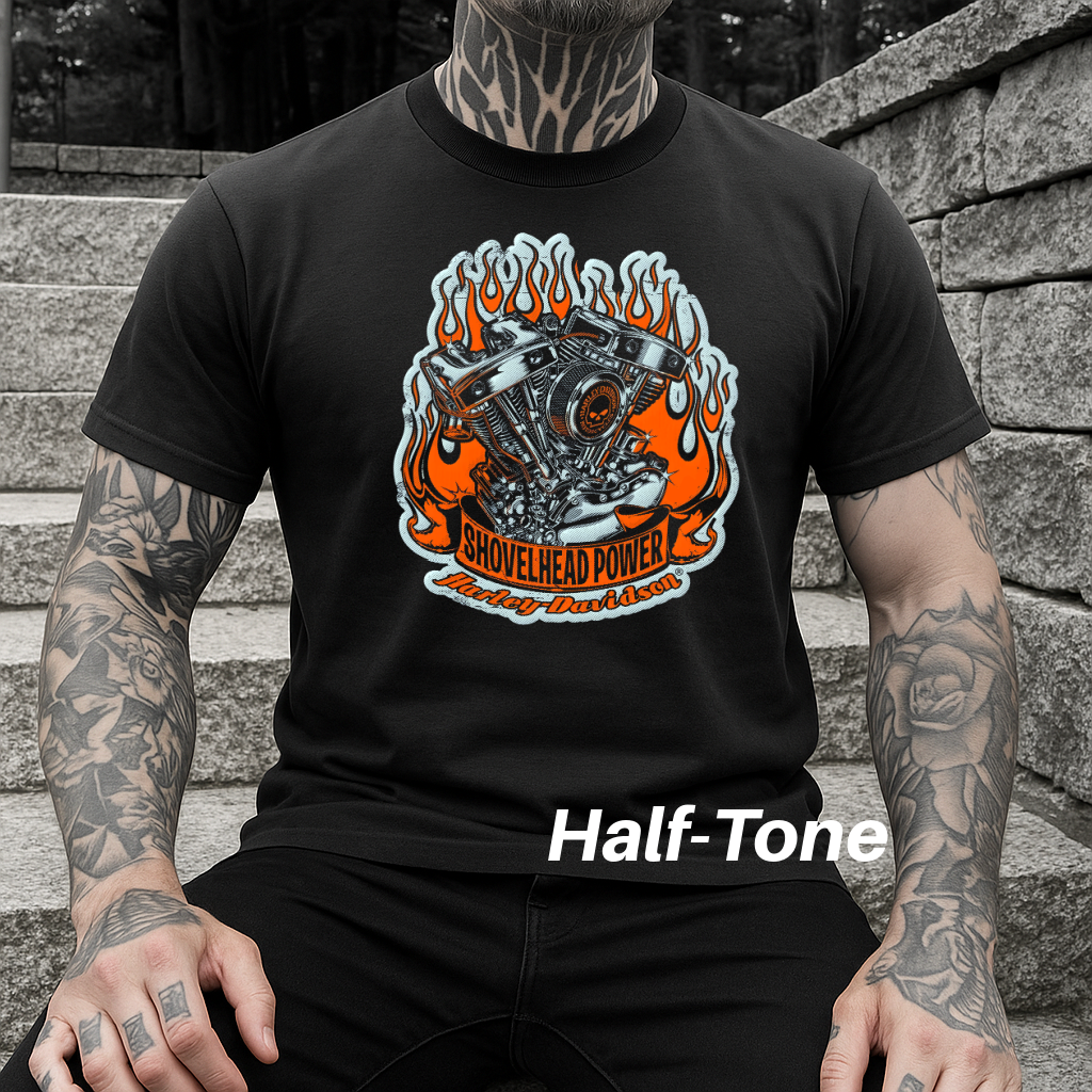 DTF Transfer Halftone Vintage Biker Old School Look