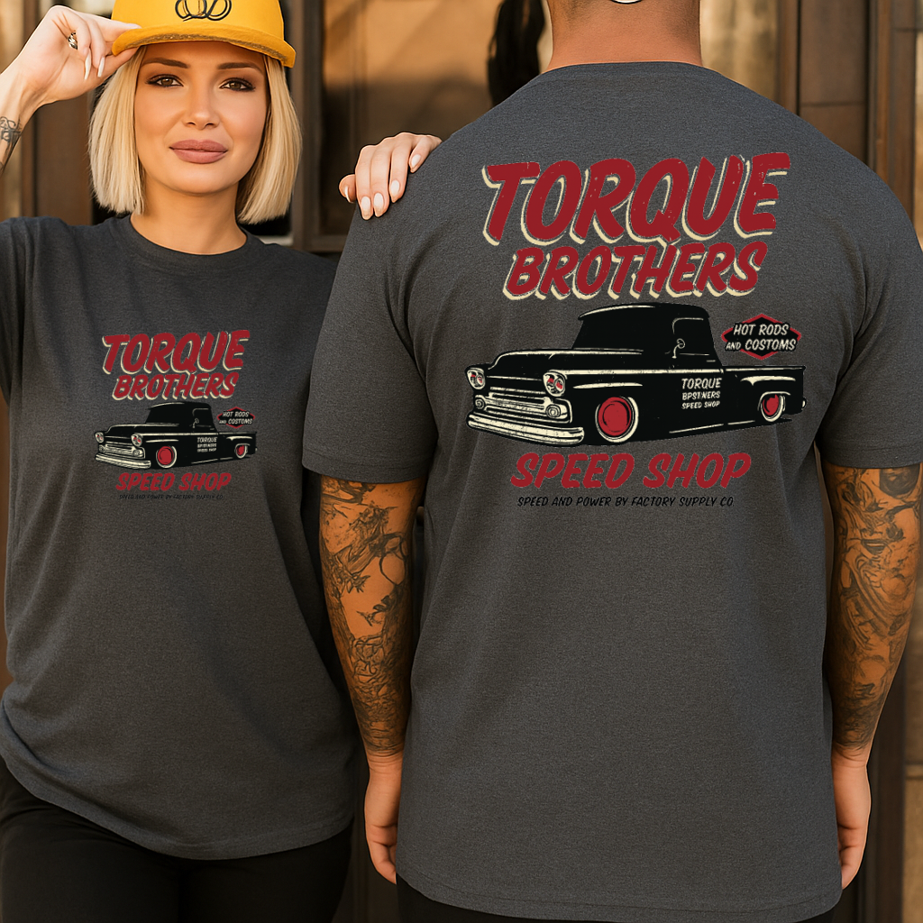 DTF Transfer Torque Brothers Speed Shop – Vintage Pickup Hot Rod & Customs Design