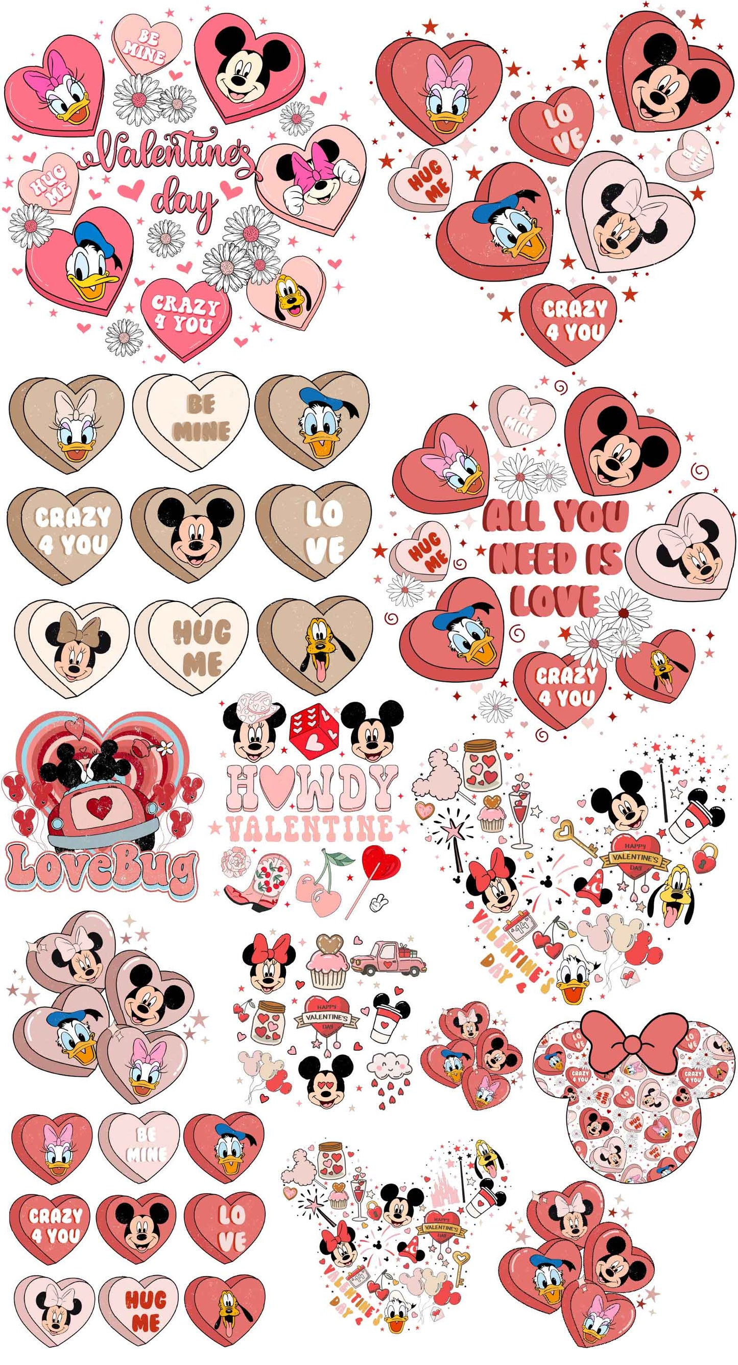 Premade Gangsheets DTF Valentines Mouse Designs
