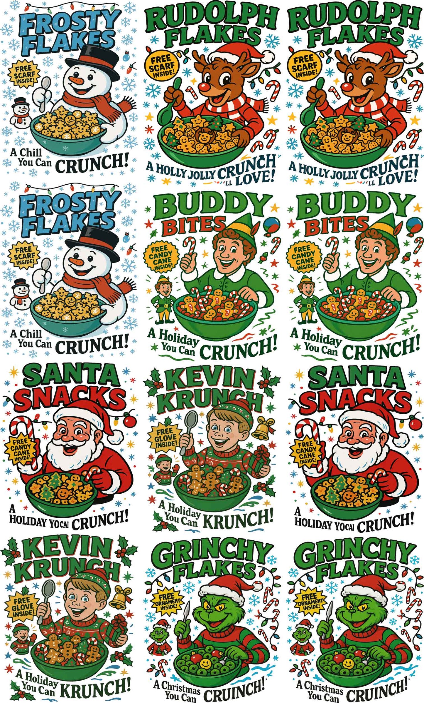 Premade Gangsheets DTF Cereal Christmas Characters