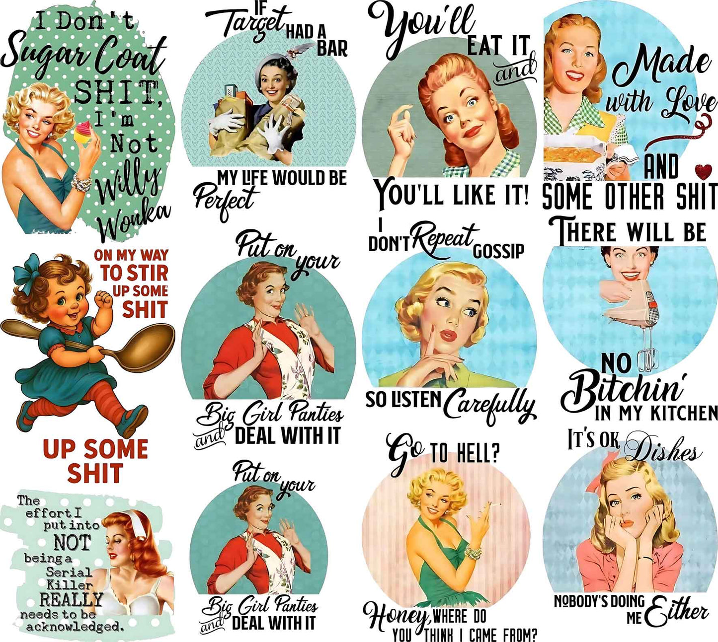 Premade Gangsheets DTF 60's -70's Comedy