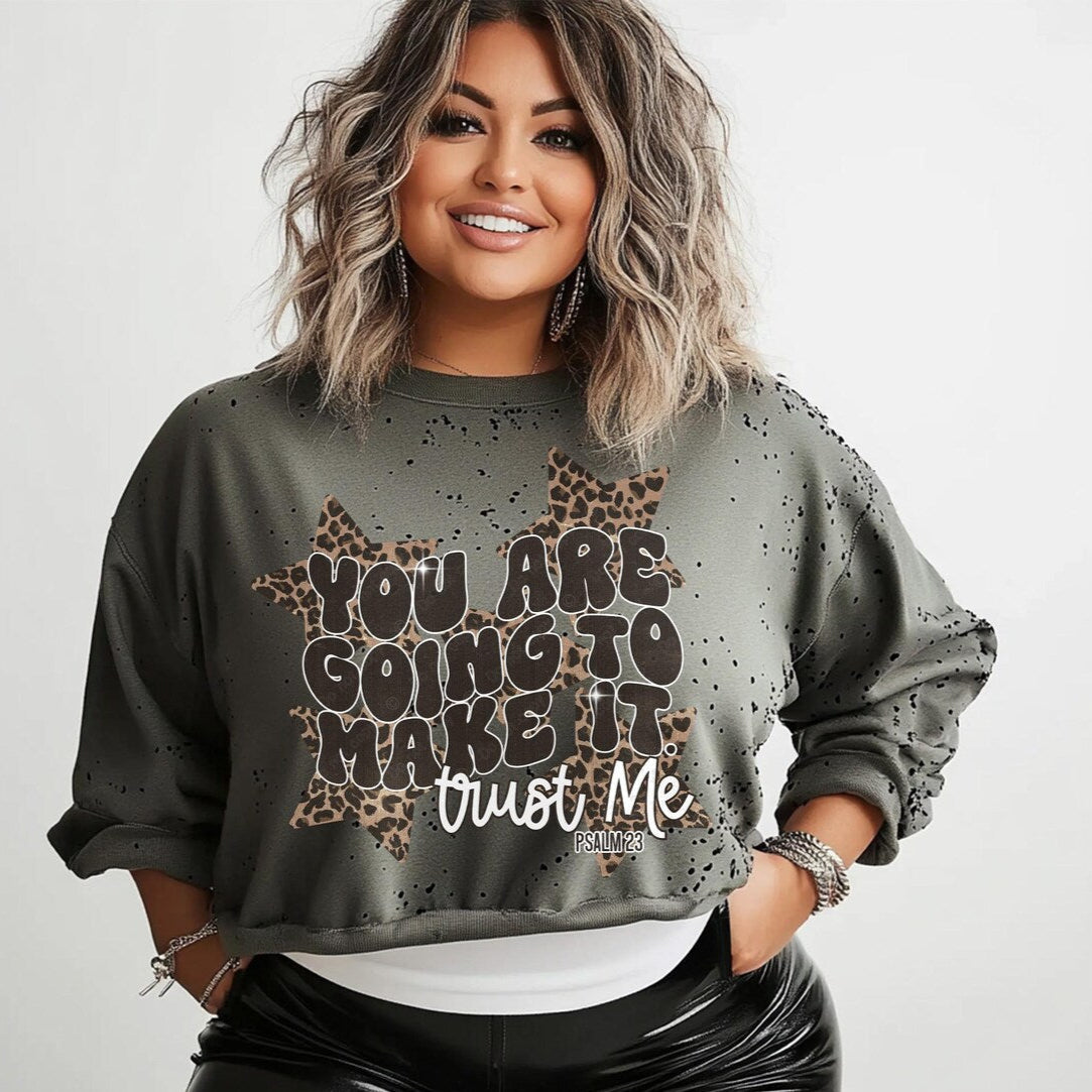 T-Shirt Tee Sweatshirt Crew Hoodie Faith Christian - Inspirational Leopard Psalm Design .