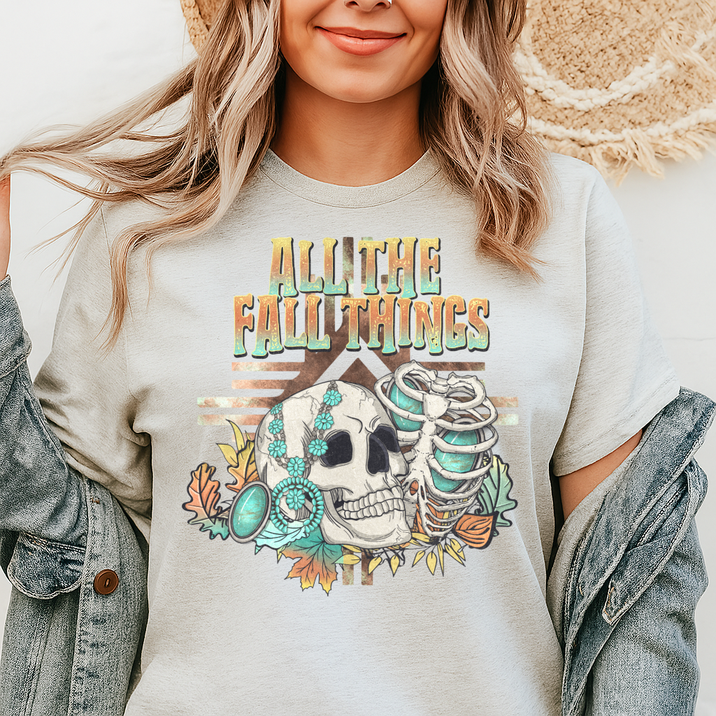 DTF Transfer All The Fall Things Western Fall Skull