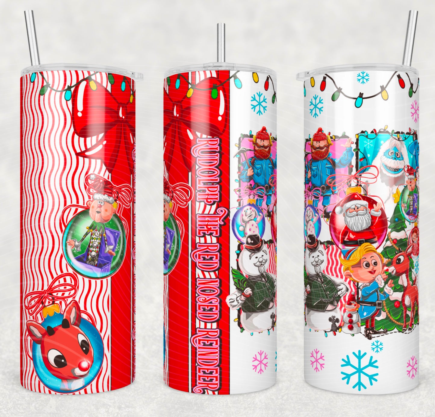 UV DTF Cup Wrap Rudolph Christmas Cartoon Characters
