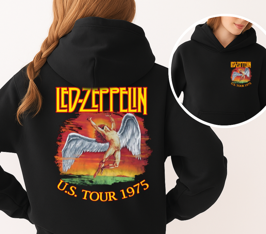 DTF Transfer Vintage Rock Vibes: Led Zepppelin 1975 Tour Tee