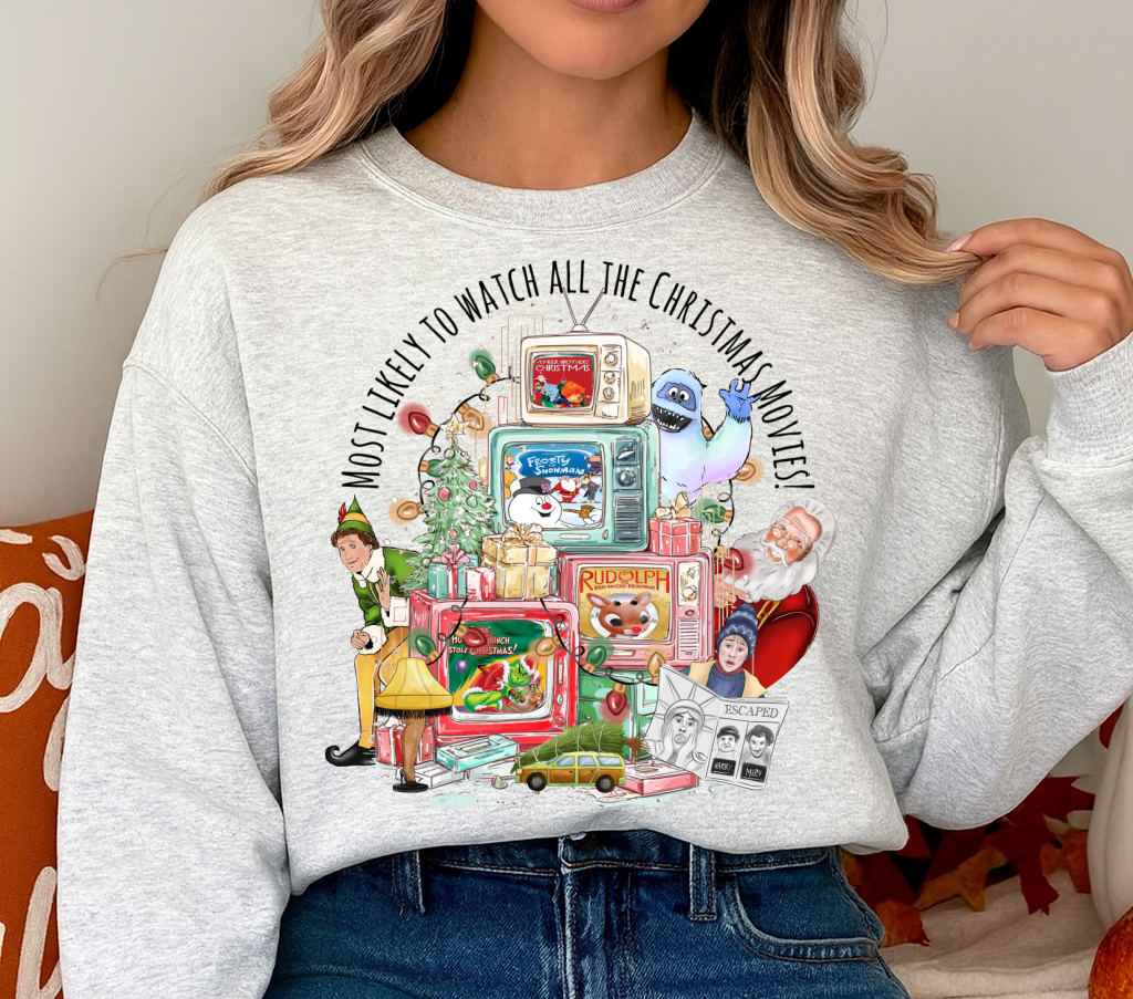 DTF Transfer Christmas Movie Marathon — Retro Holiday TV Stack