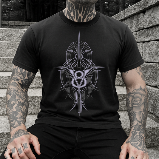 T-Shirt Crewneck Hoody – Clean V8 Pinstripe Art for Front Print