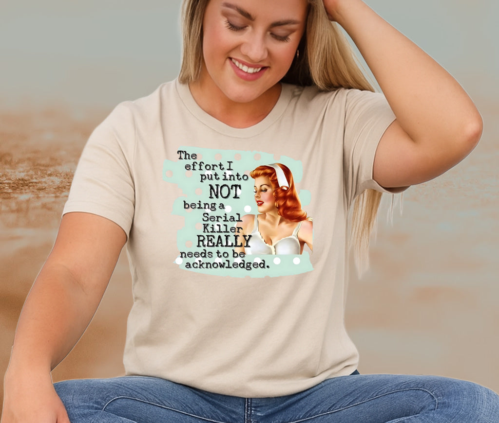 DTF Transfer – Retro Pin-Up Serial Killer Humor