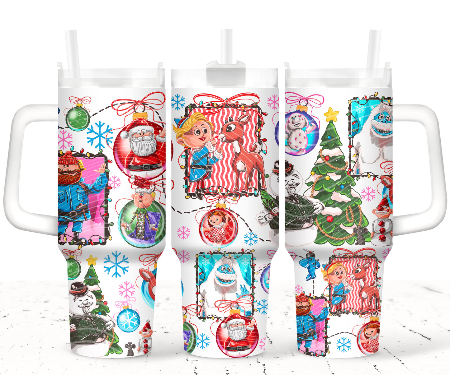 UV DTF Cup Wrap Rudolph Christmas Cartoon Characters