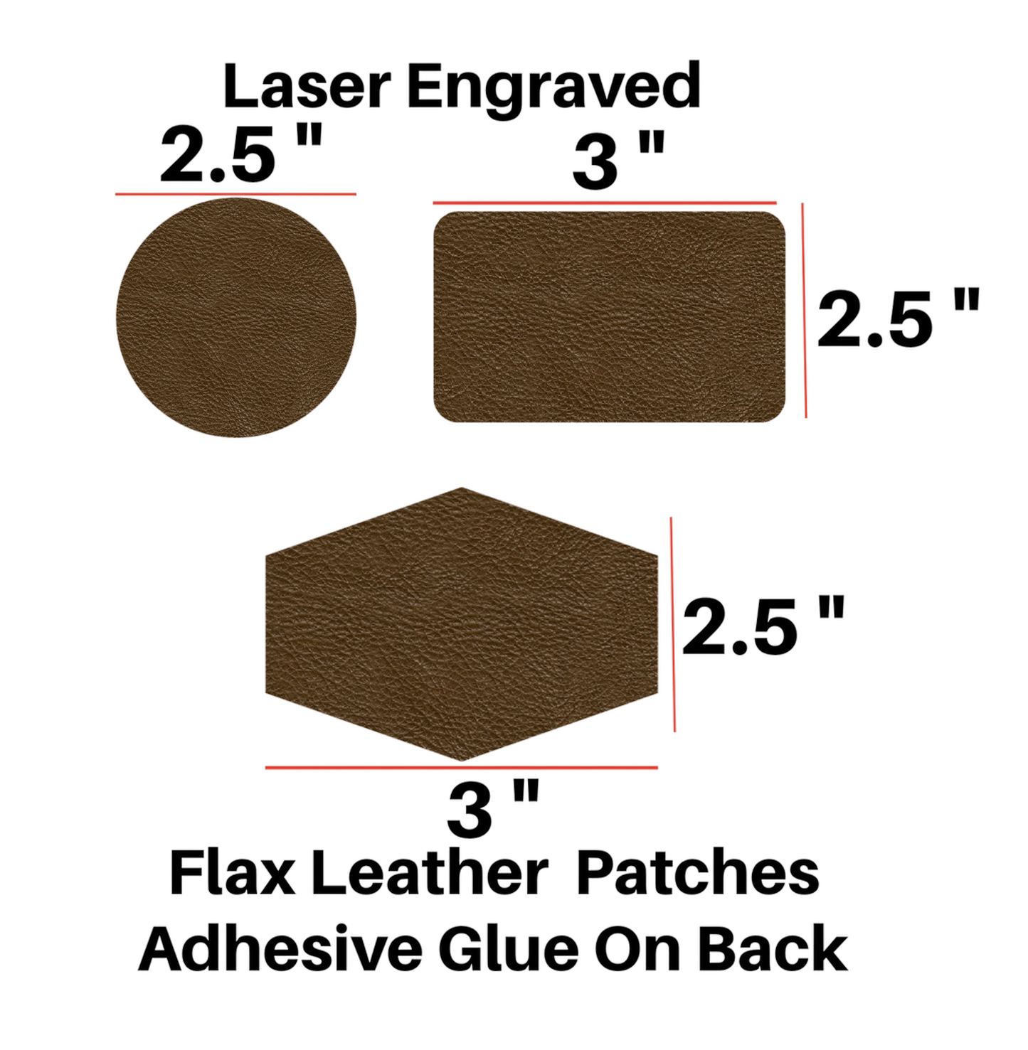 a diagram of a leather patch with measurements