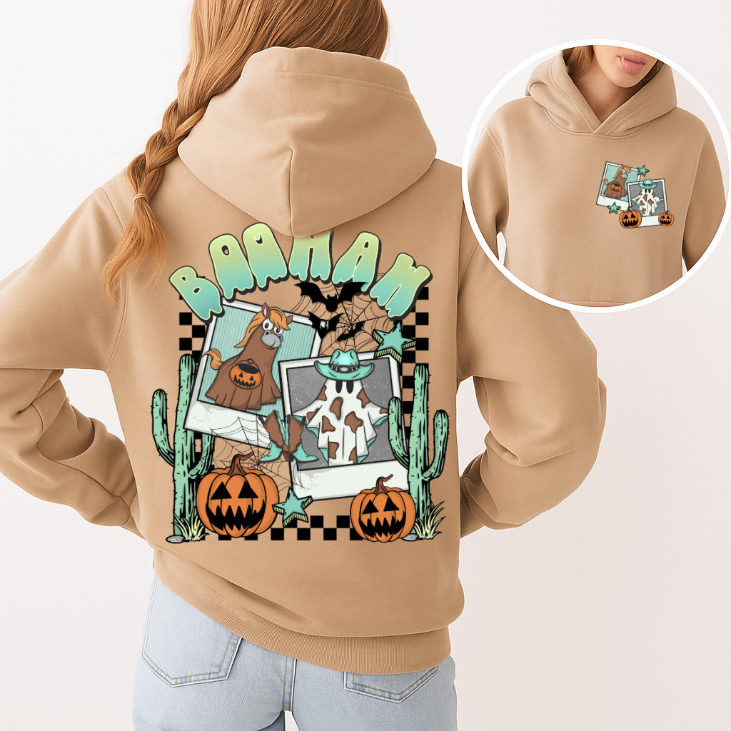 DTF Transfer – BAAHAM Halloween Cow & Horse Western Design