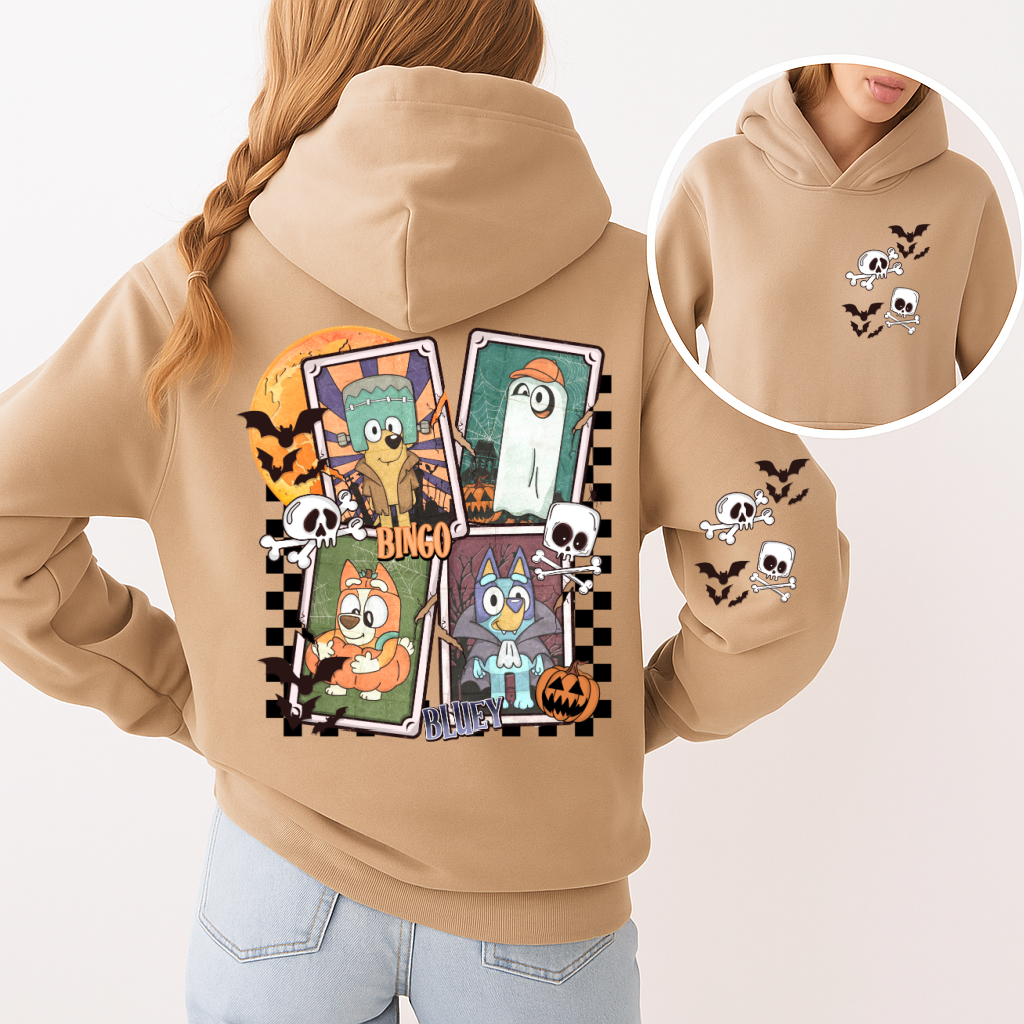 DTF Transfer - Halloween Cartoon Character | Bingo & Blueey-Inspired Design