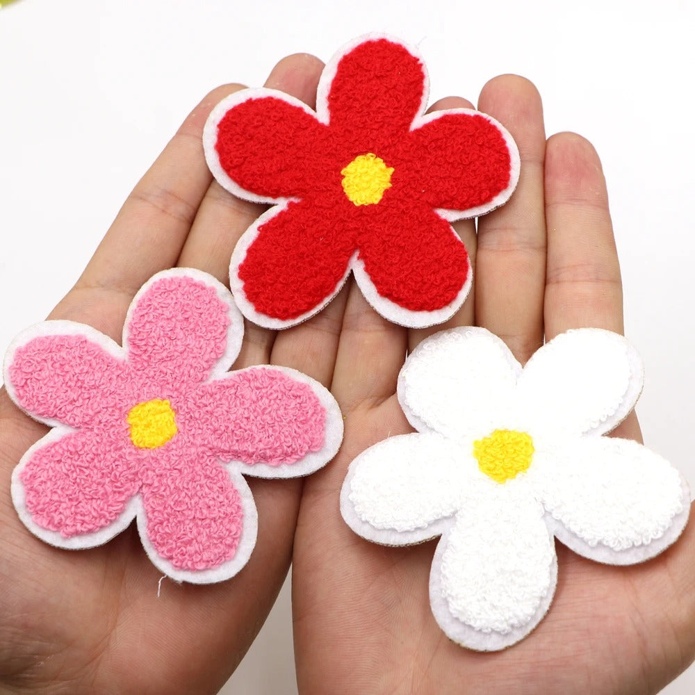 Chenille Embroidery 5PC - Iron On Patch lot Multi Flowers Patches