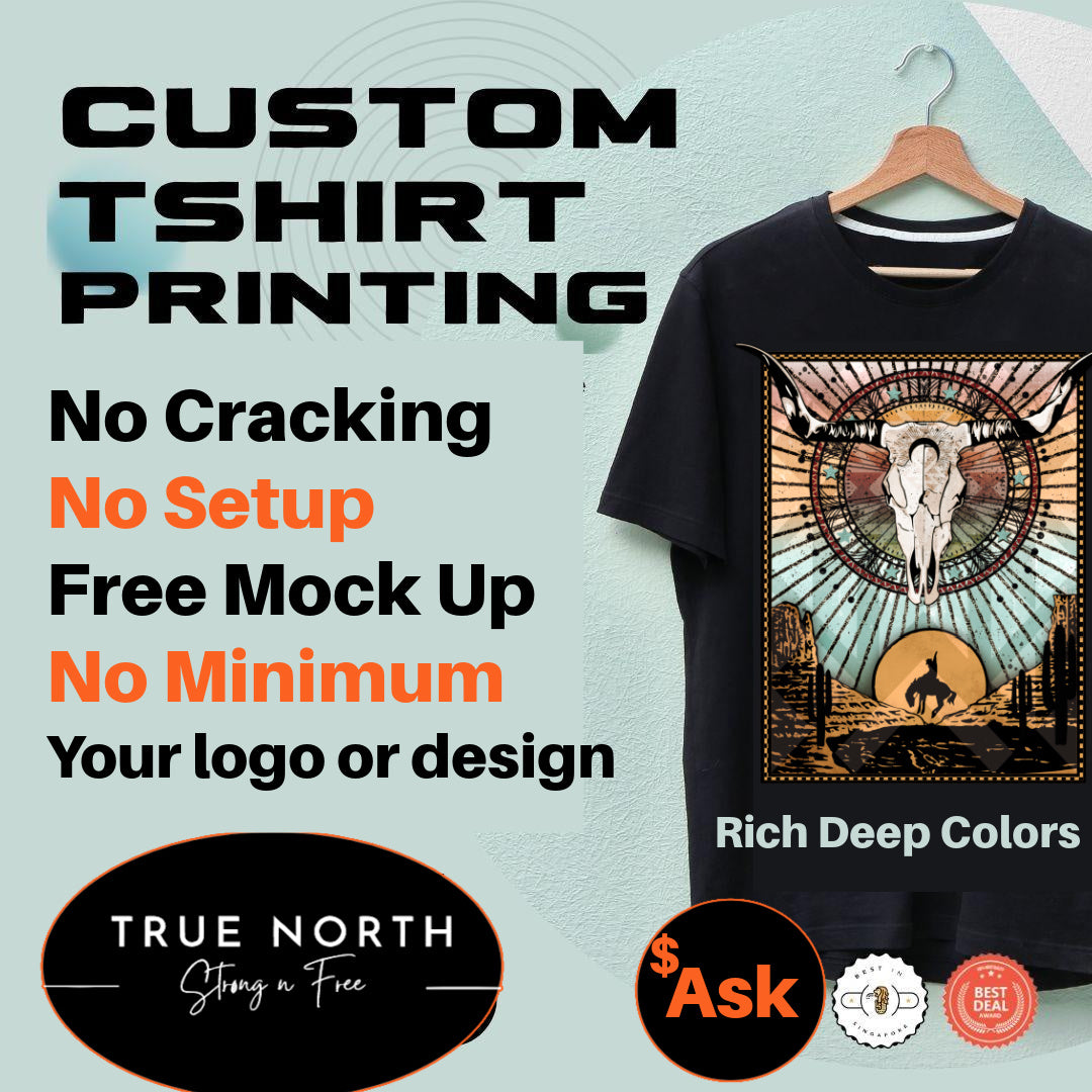 a t - shirt with the words custom tshirt printing on it