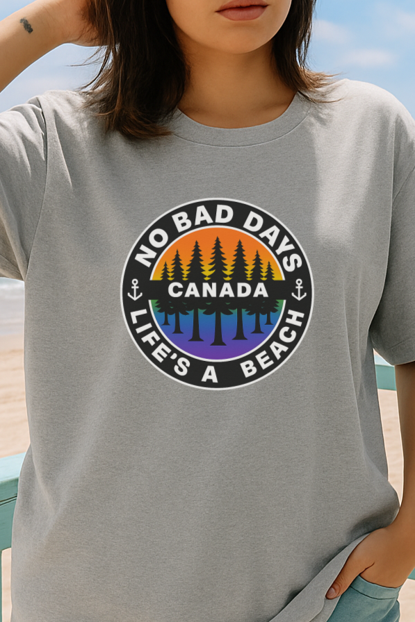 DTF Transfer No Bad Days Canada Tee – Life’s a Beach Sunset