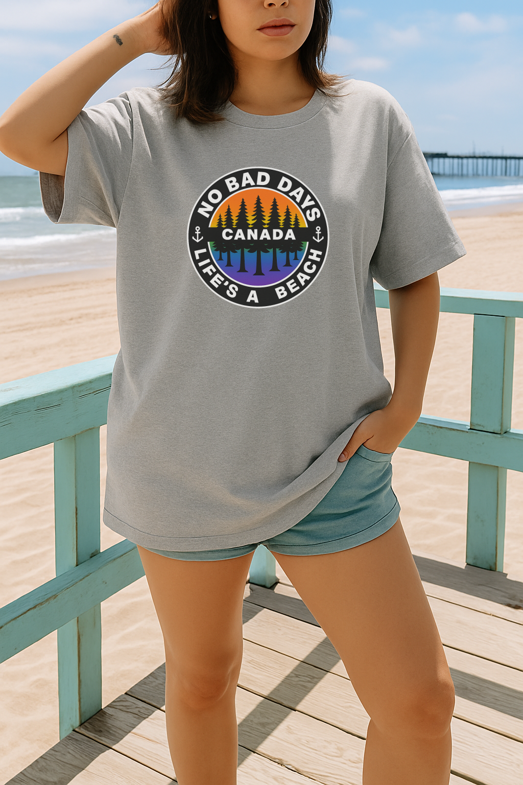DTF Transfer No Bad Days Canada Tee – Life’s a Beach Sunset