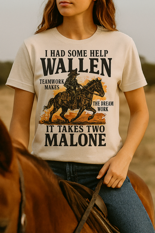 DTF Transfer Wallenn Malonee– Country Western Teamwork Cowboy Design