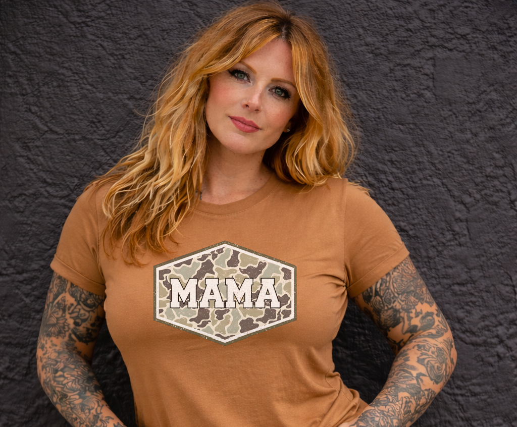 DTF Transfer Camo MAMA Vintage Effect