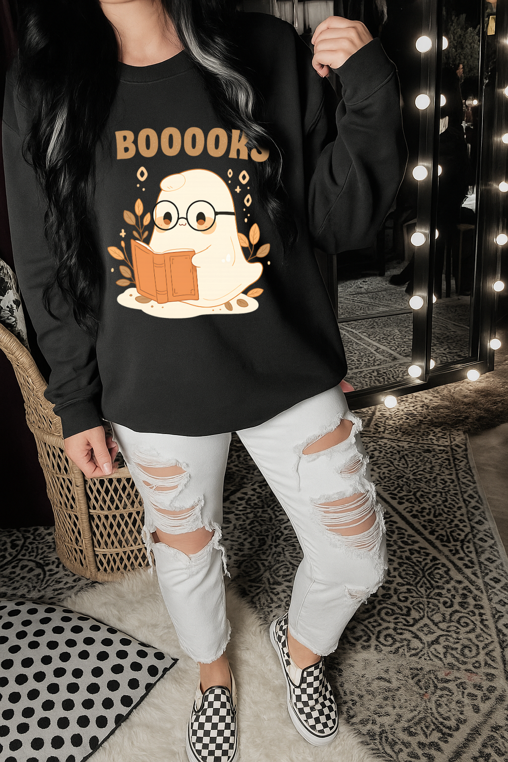 T-Shirt Crewneck Hoody Booooks Ghost Fall Reading