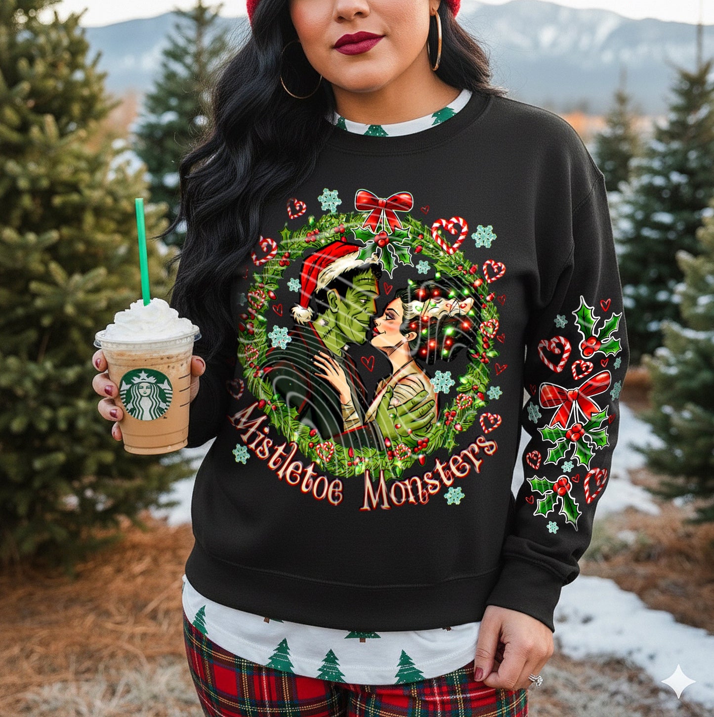 Sweatshirt Or Hoodie Mistletoe Monsters – Frankenstein & Bride