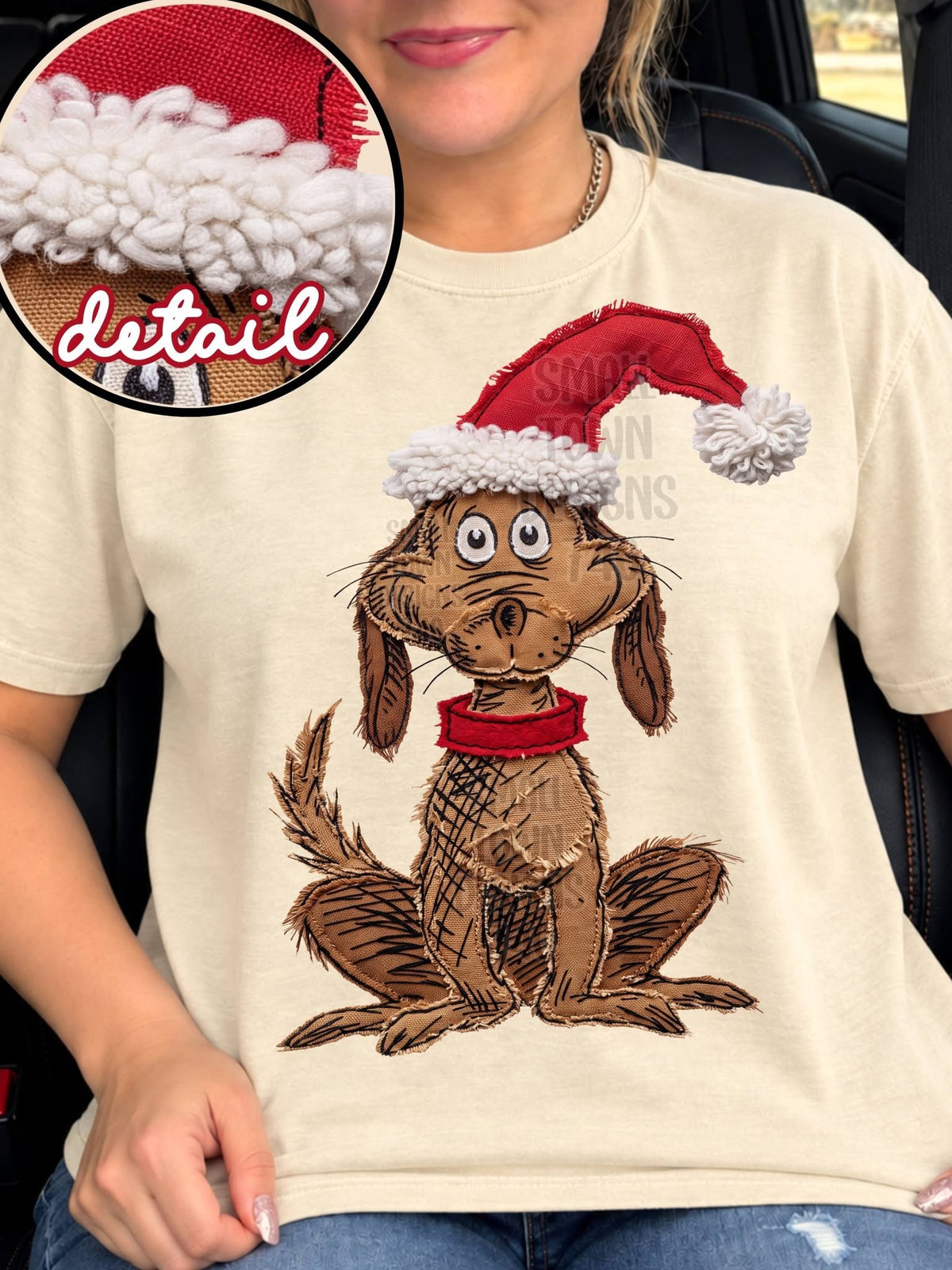 Christmas Dog with Santa Hat DTF transfer garment mockup