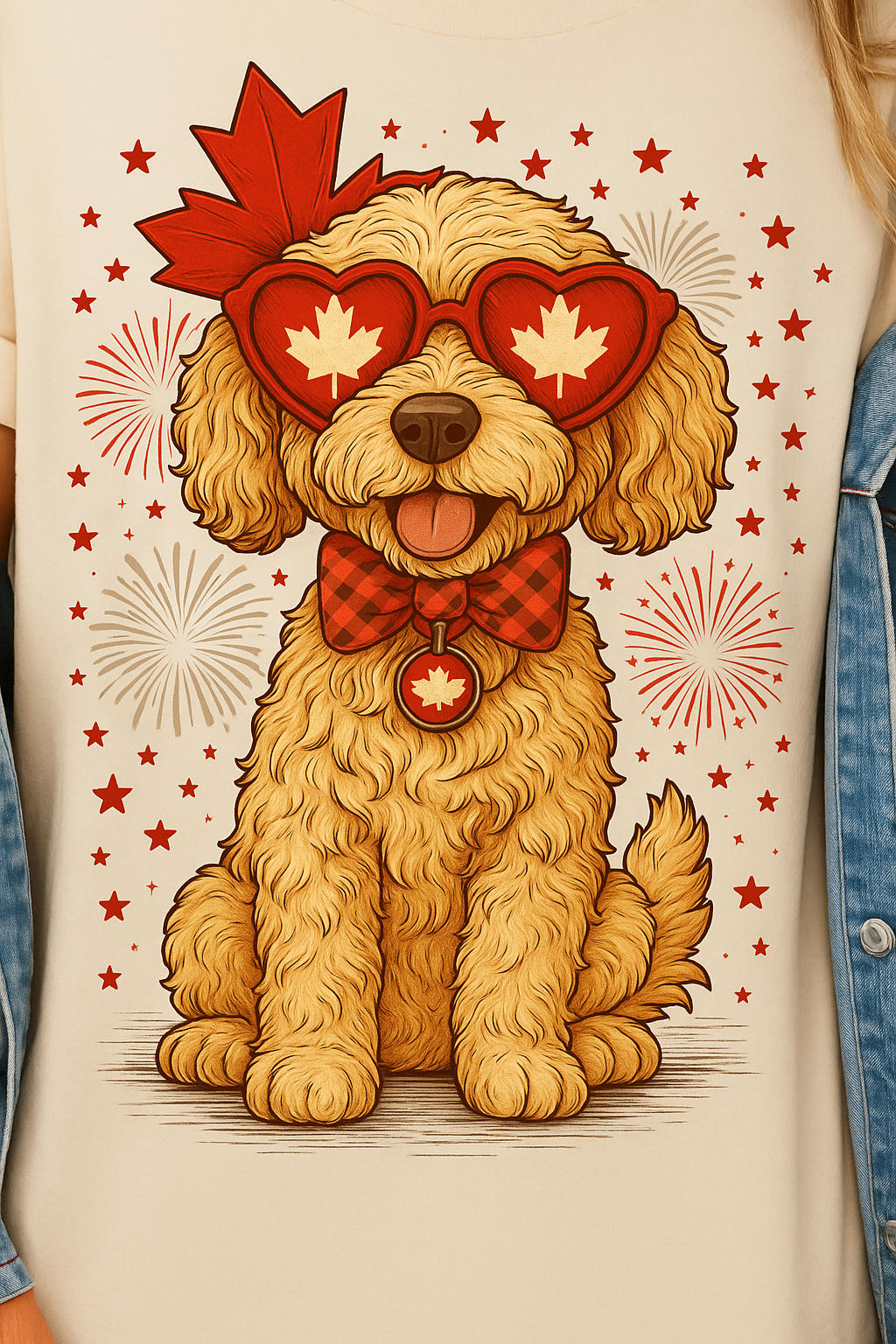 T-Shirt Hoodie Crewneck Canada Day Pup – Maple Leaf Fireworks Dog Design