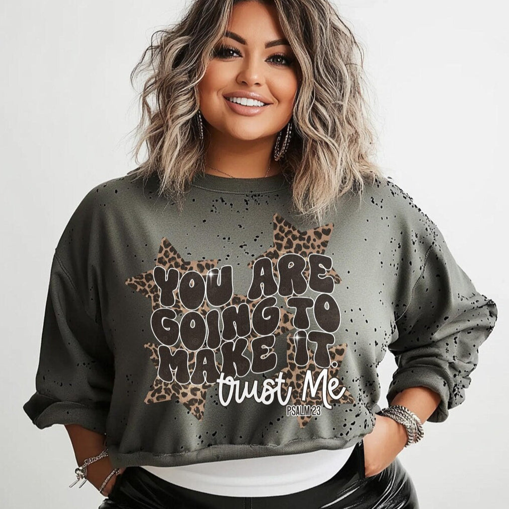 T-Shirt Tee Sweatshirt Crew Hoodie Faith Christian - Inspirational Leopard Psalm Design .