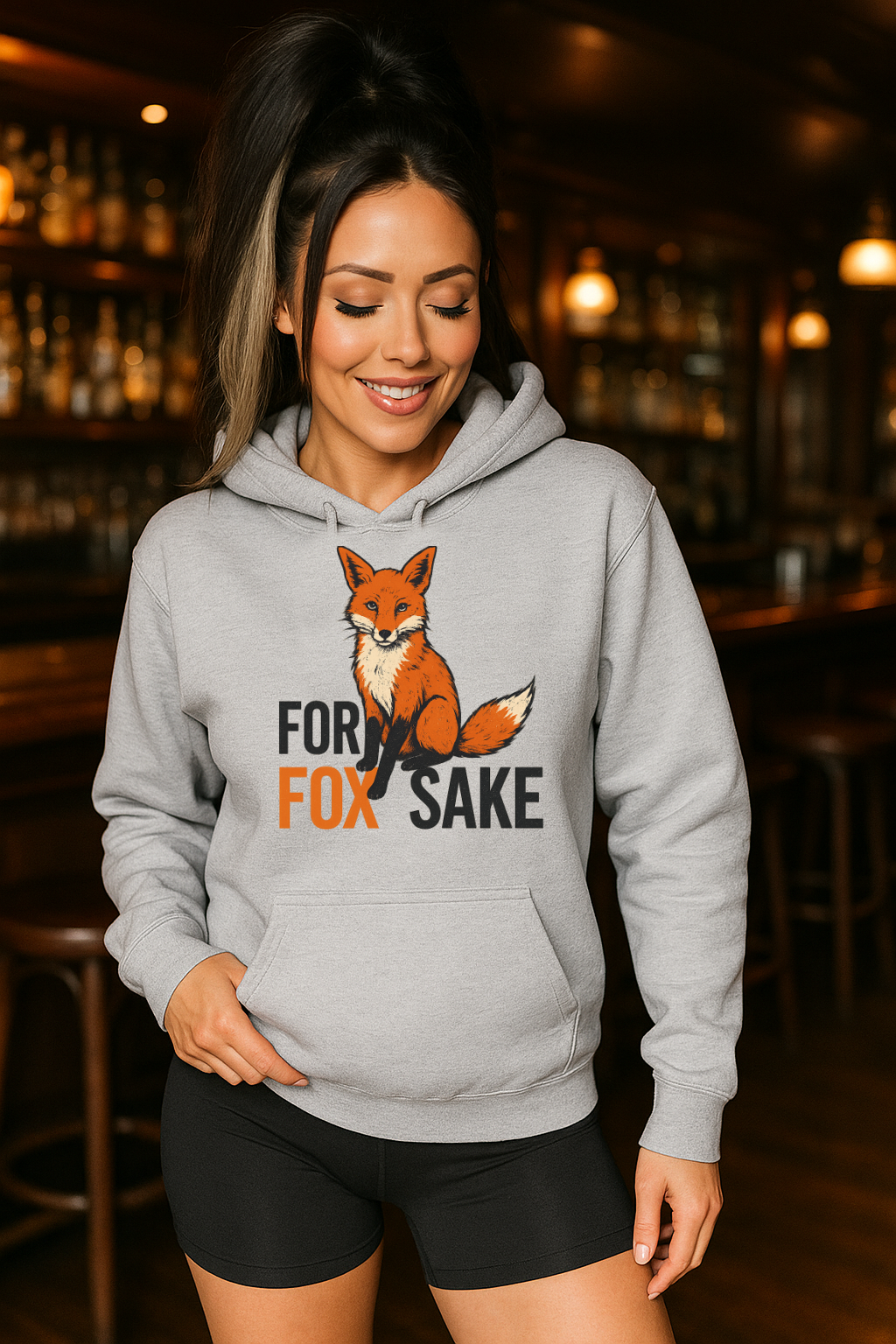 DTF Transfer – For Fox Sake Funny Hoodie Design with Sassy Woodland Fox