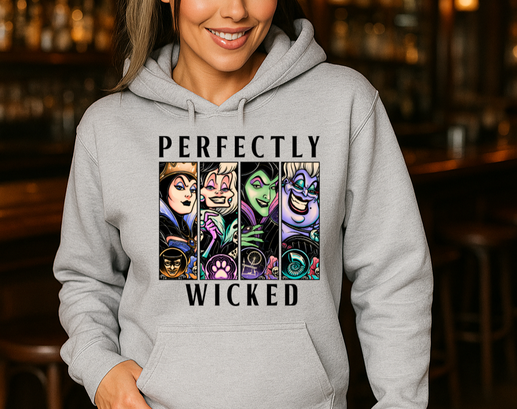 DTF Transfer Perfectly Wicked Villains Hoodie Halloween Graphic