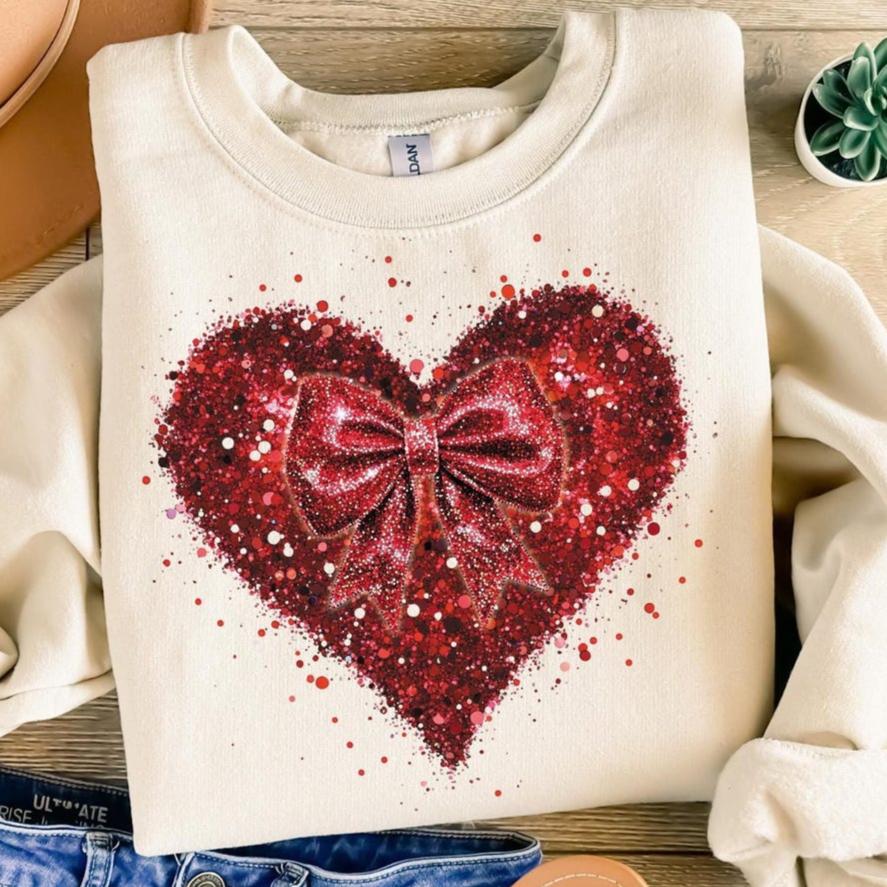 Sweatshirt Crew Hoodie Or T-Shirt Happy Valentines HEART .