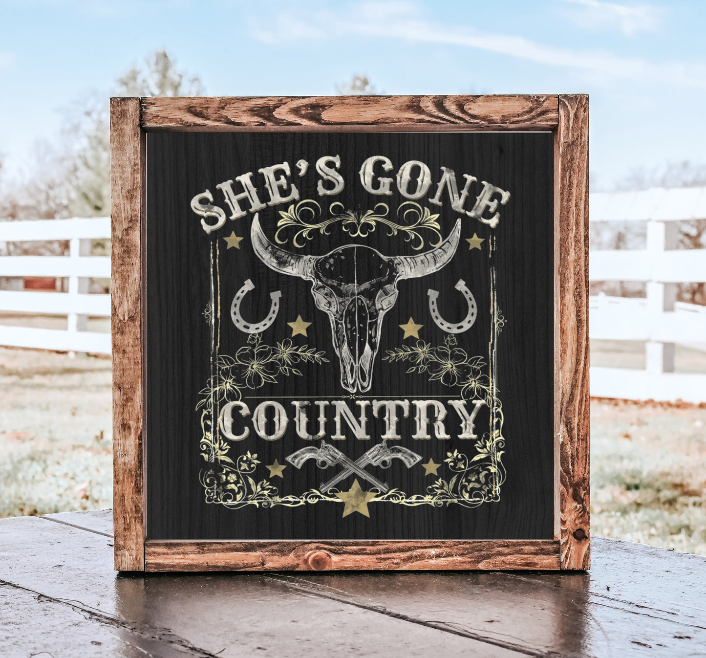 Rustic Framed Wooden Get Of Your High Hoars Sign - Choose from 13" or 7"