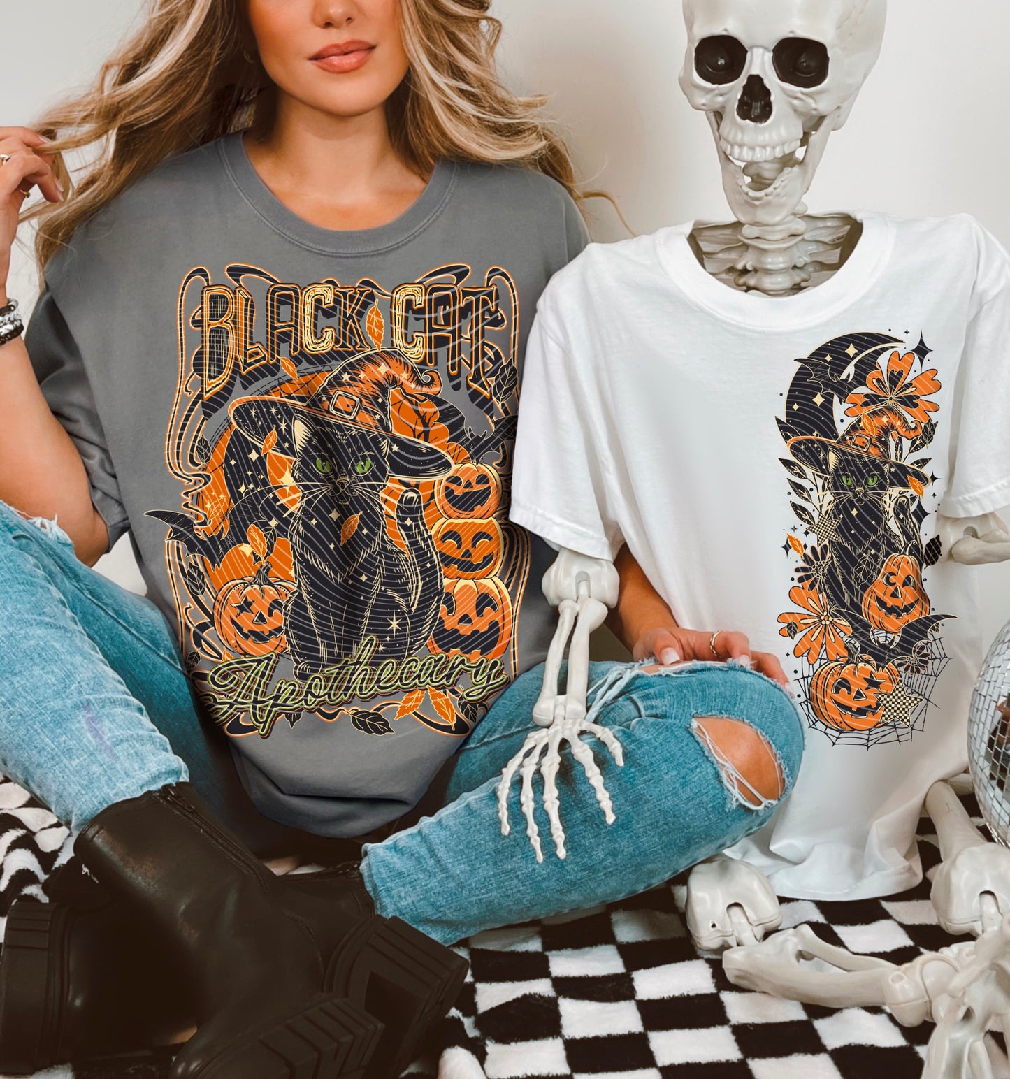 Black Cat Apothecary Halloween Sweatshirt – Vintage Witchy Vibes