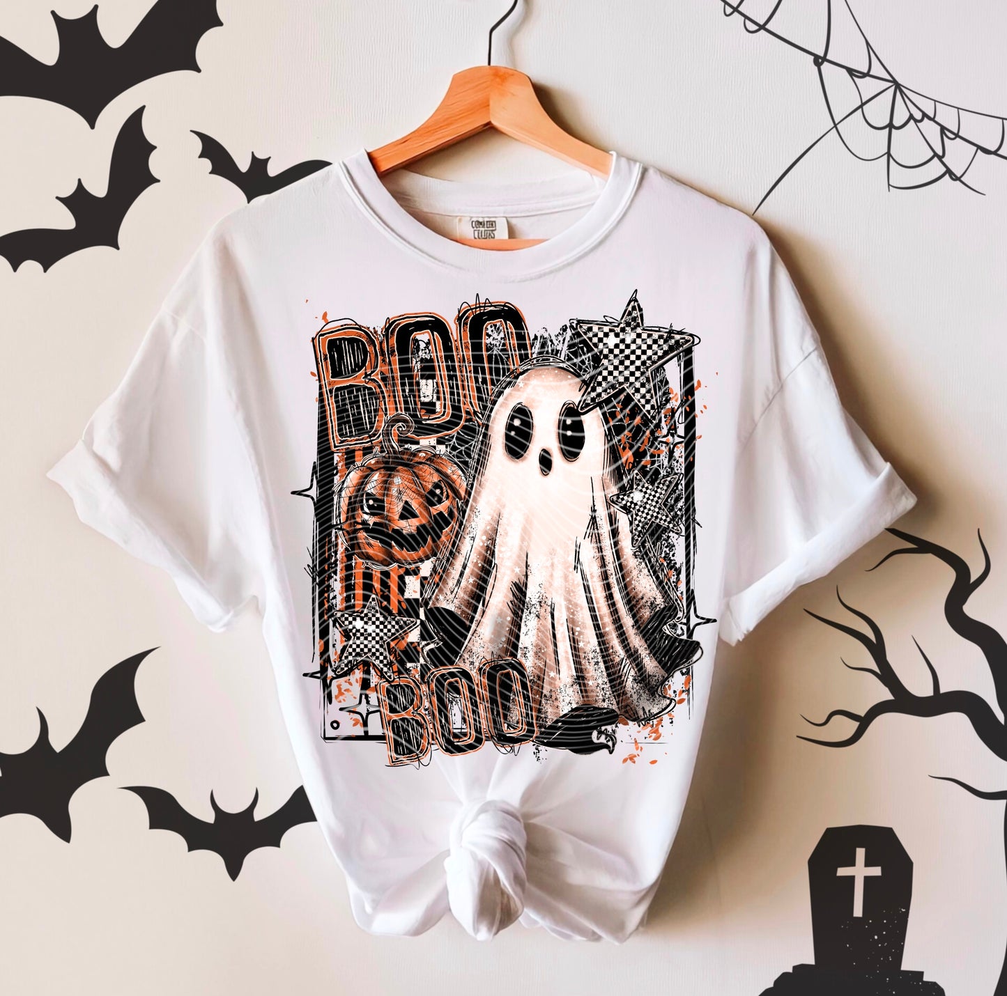 BOO Ghost & Pumpkin Halloween Tee – Cute Vintage Spooky Shirt