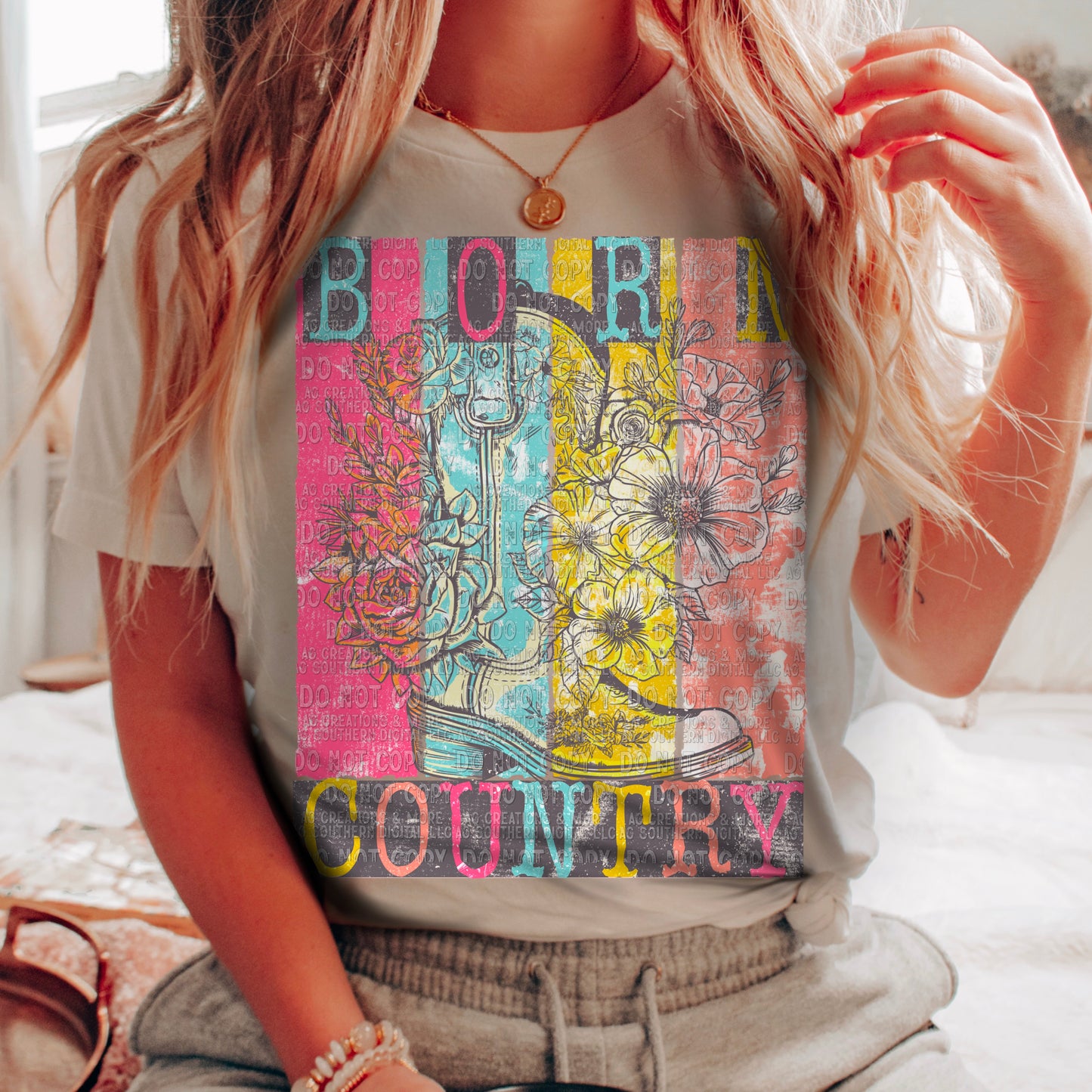 DTF Transfer Western Born Country Boho Style