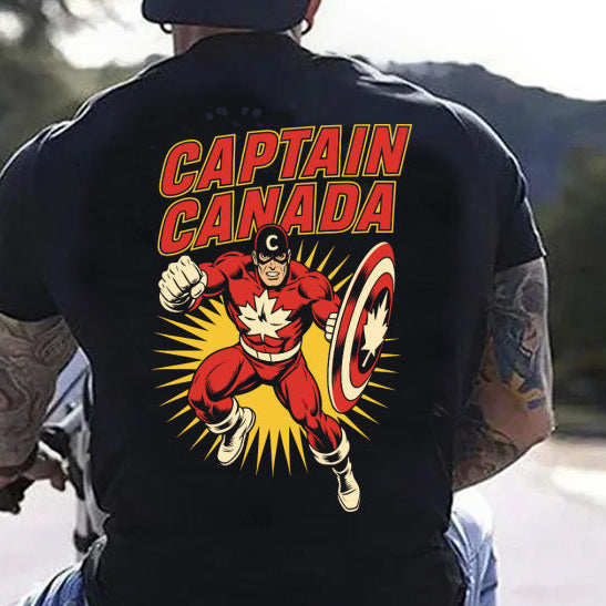 DTF Transfer Captain CDN โ Retro Superhero Maple Leaf Shield Design