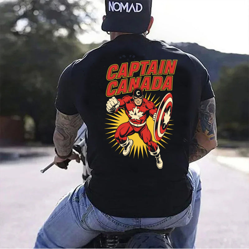 DTF Transfer Captain CDN – Retro Superhero Maple Leaf Shield Design