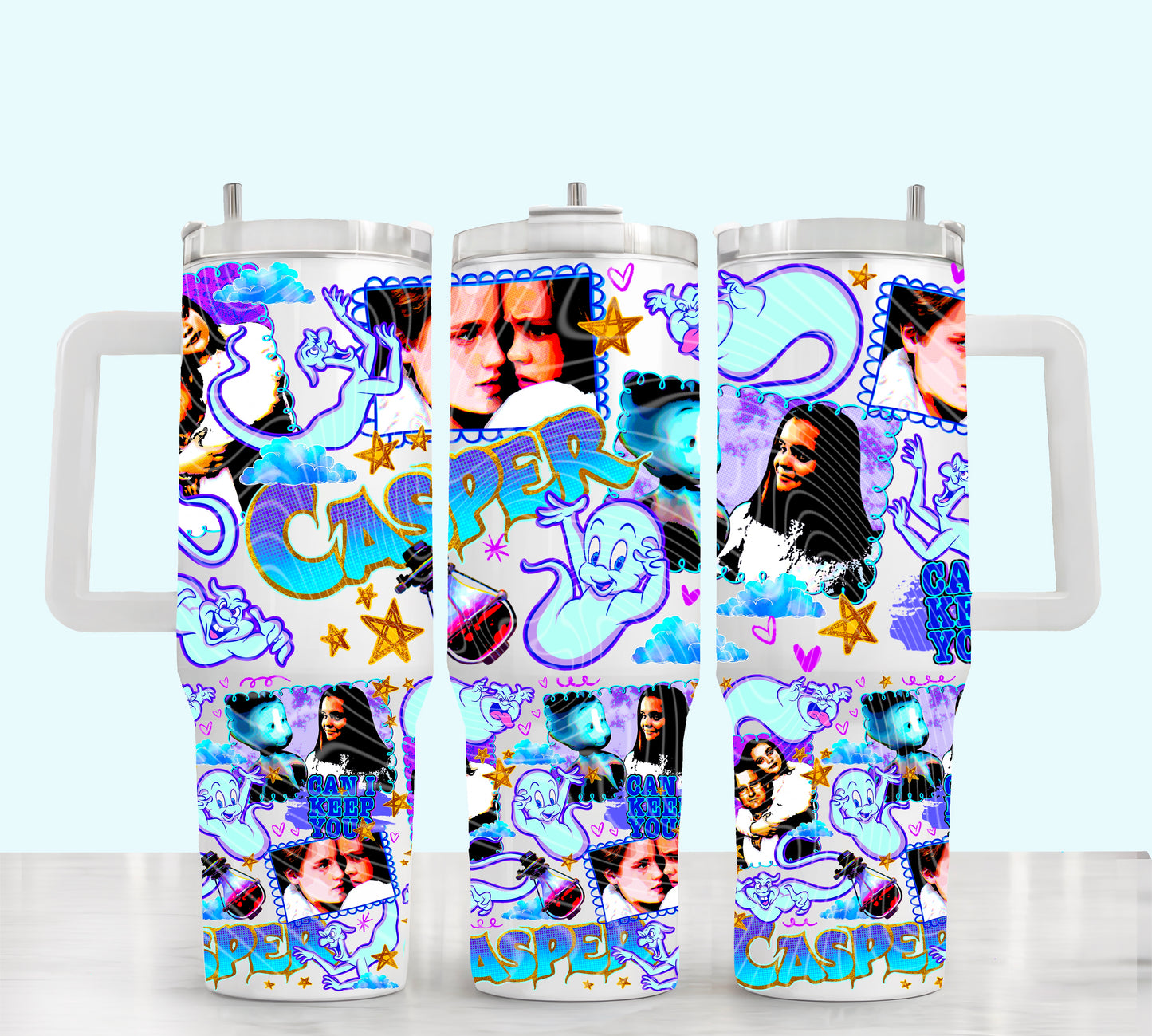 UV DTF Cup Wrap – Casper Can’t Keep You Retro Ghost Design