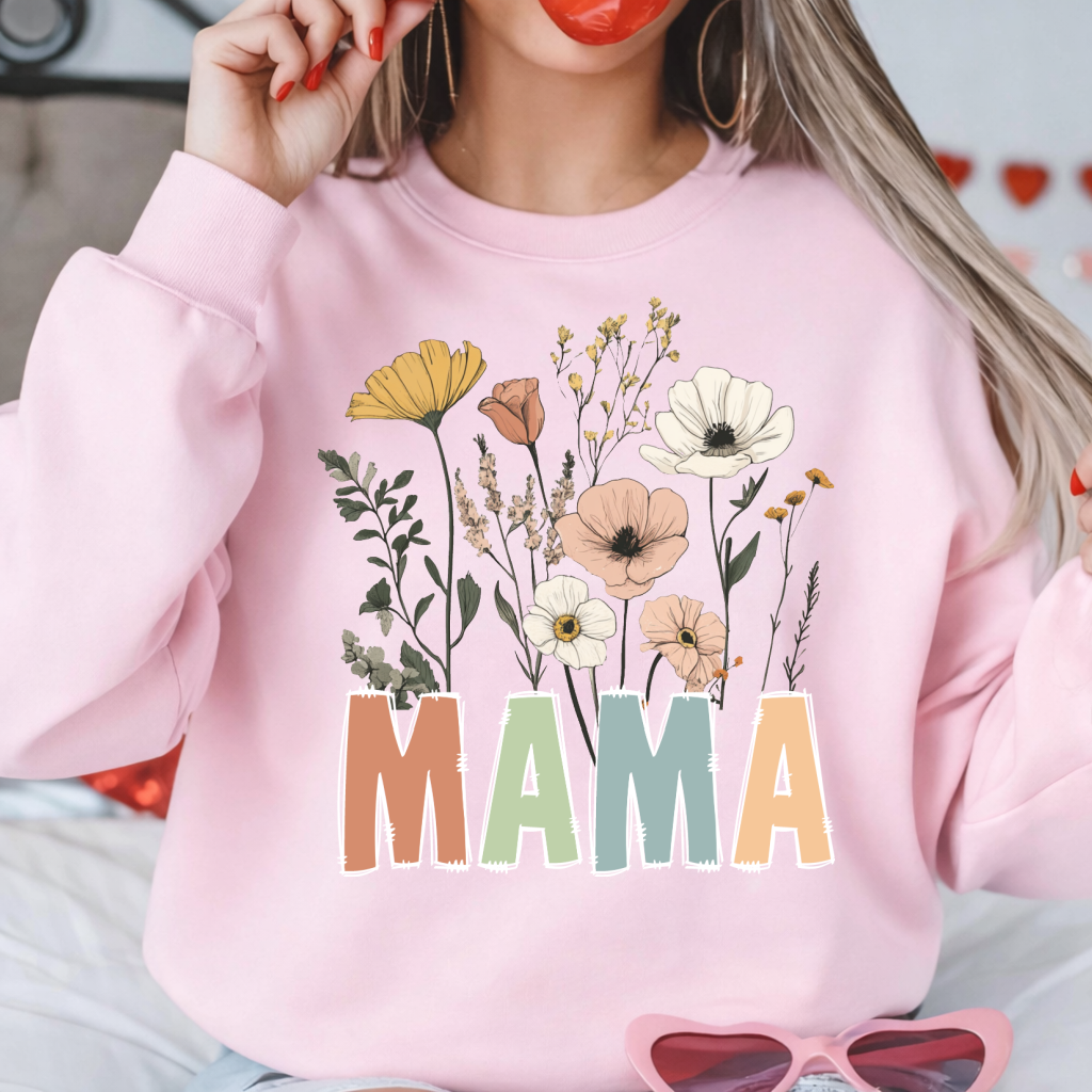 DTF Transfer Mama Wildflower Bouquet Pastel Retro Floral