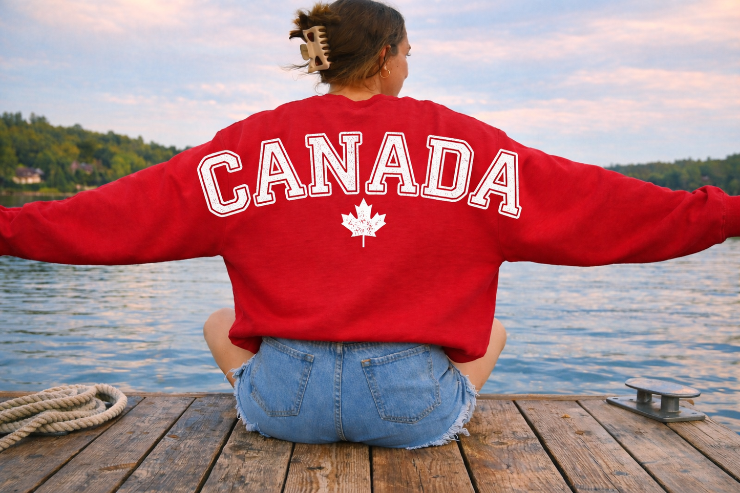 DTF Transfer Canada Distressed Varsity Lettering – Oversized Sweatshirt Back Print