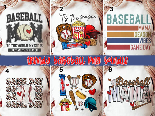 DTF Transfer Baseball Mom Bundle – Game Day, Mama Vibes, Tis the Season, & More
