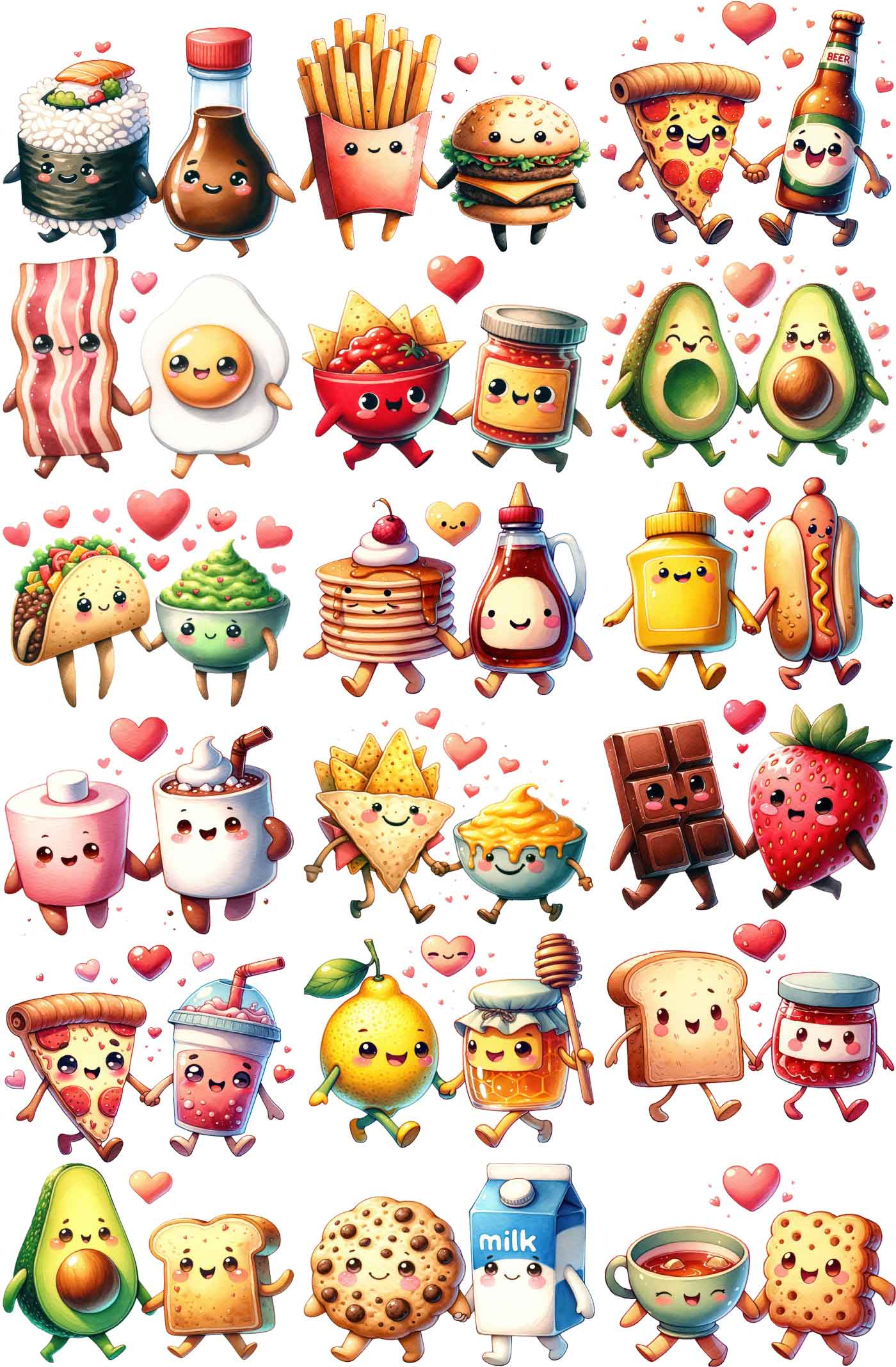 Premade Gangsheets DTF Valentines Couples Food