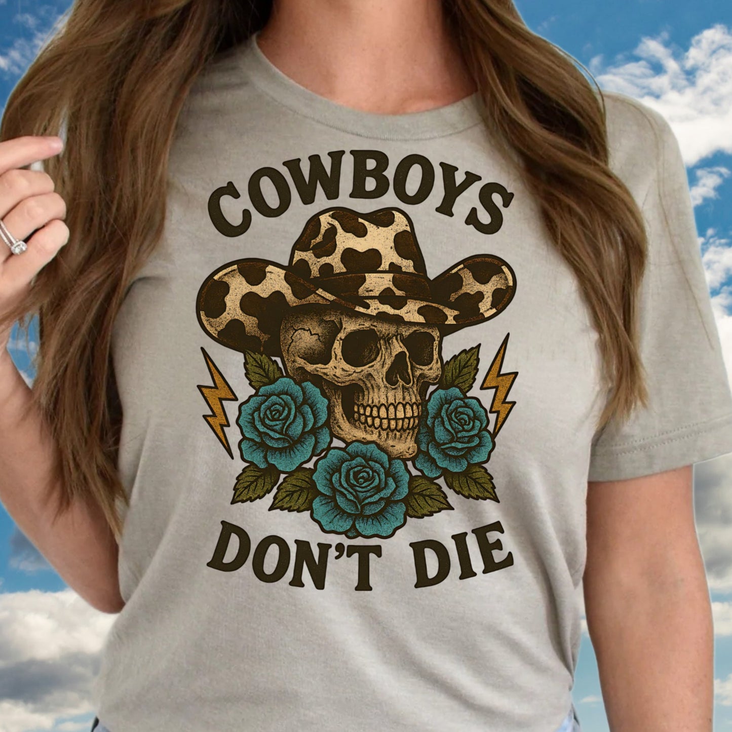 DTF Transfer Wild Cowboy Don't Die Cow Print