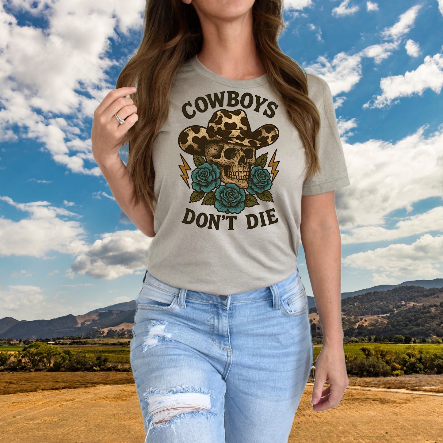 DTF Transfer Wild Cowboy Don't Die Cow Print